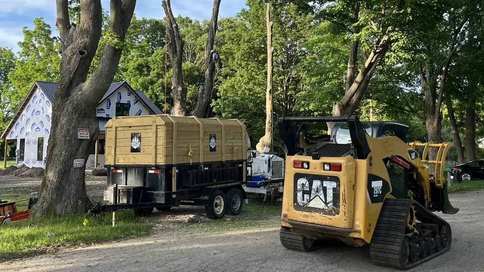 Mercer Tree Services equipment staged for residential tree work
